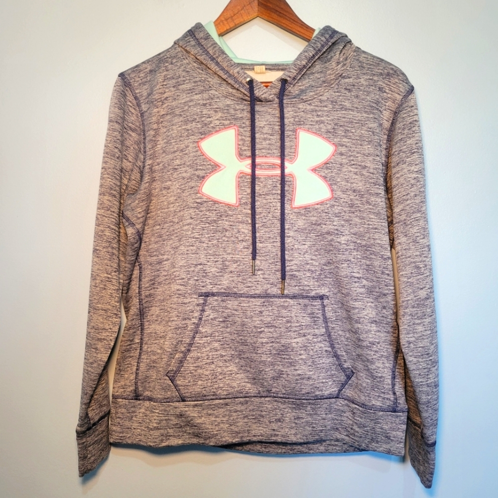 Under Armor Hoodie Pullover Sweatshirt Blue Womens Size Medium Logo on the Front